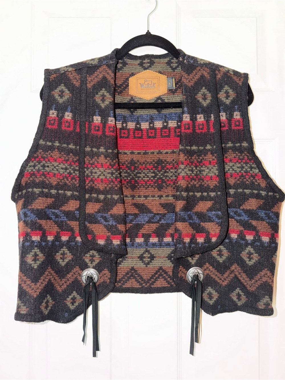 Vintage Woolrich Aztec Navajo Blanket Southwestern Vest L Wool Western Rodeo
